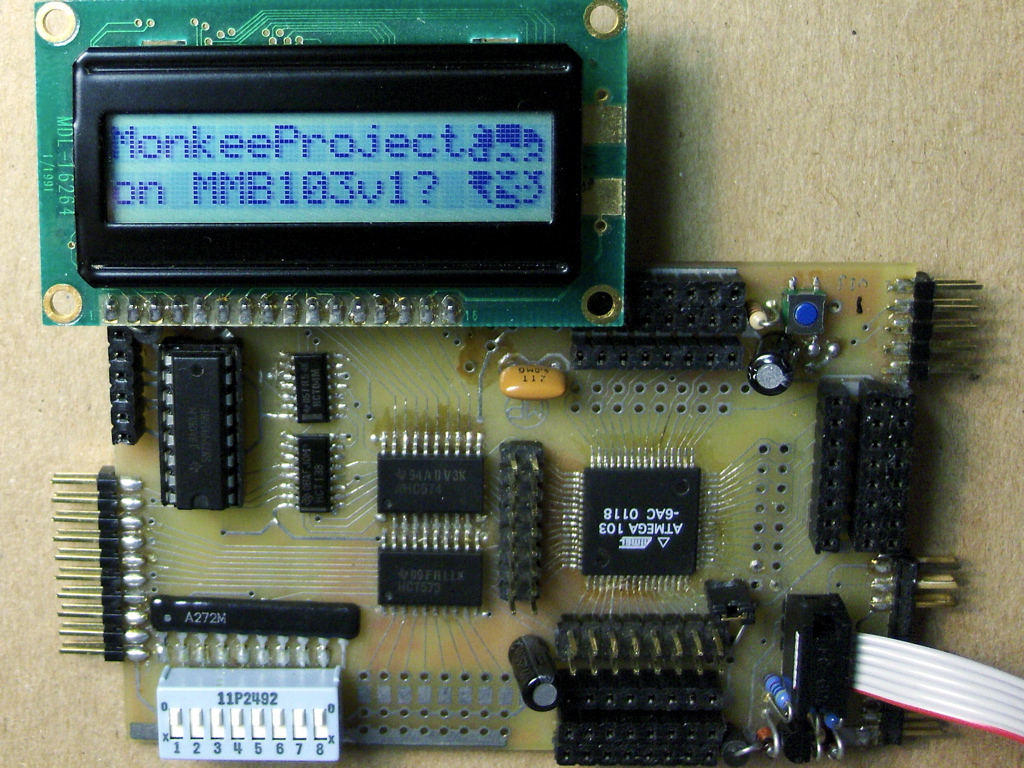 Picture of my LCD titlescreen with the monkey
