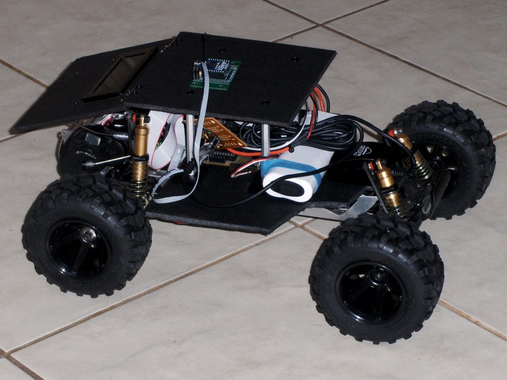 Picture of vehicle with electronics and minimal body